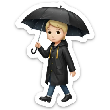 black Raincoat Pedestrian  sticker