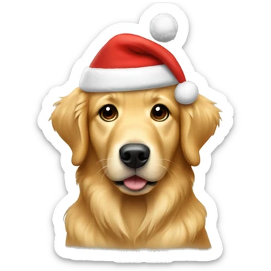 Golden retriever with christmas cap sticker