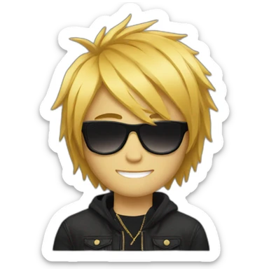 Golden hair emo boy with sunglasses and with side cutting sticker