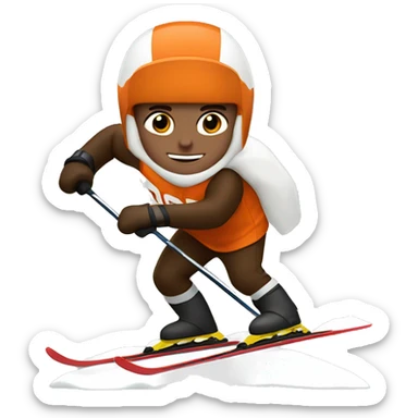White skinned Skier skiing wearing a browns football Jersey sticker