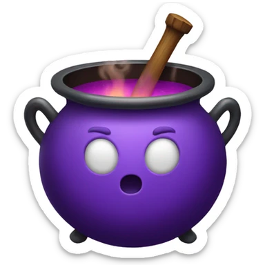 Cauldron with a purple potion bubbling sticker