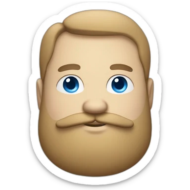  plump white Man with a beard, blue eyes, and a mustache sticker