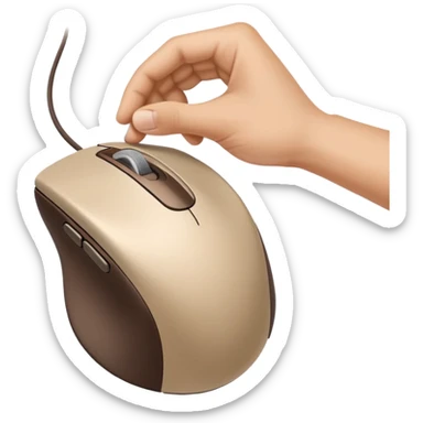 click the computer mouse with a hand sticker