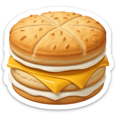 McDonald's style plain biscuit, round, golden, fluffy sticker