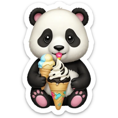 Panda eating ice cream sticker