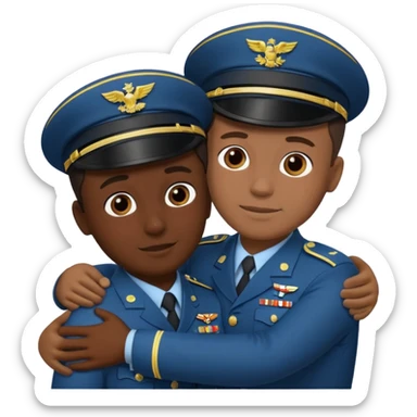 dos soldados dando es un abrazo de solidaridad de fraternidad sticker