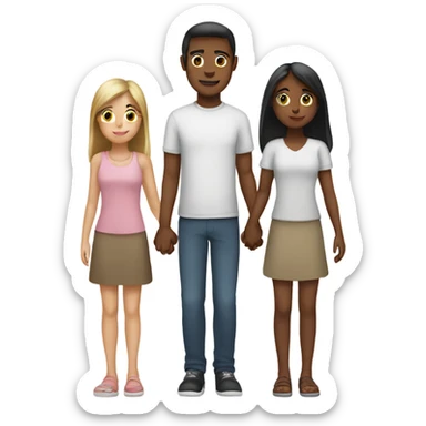 Two girls holding hands with a man  sticker