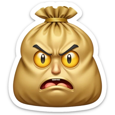 angry bag of money with furrowed brows and frown sticker