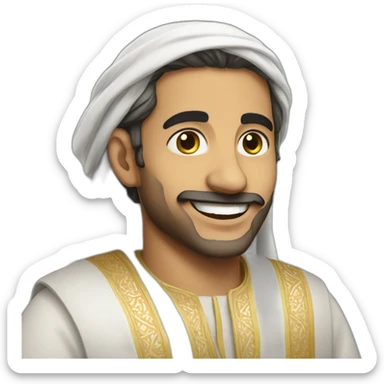 A man is wearing Arabic clothes and he is smiling  sticker