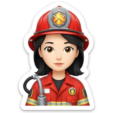 girl fireman with black hair sticker