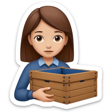 generate me a girl lifting a box that is filled with discrimination sticker