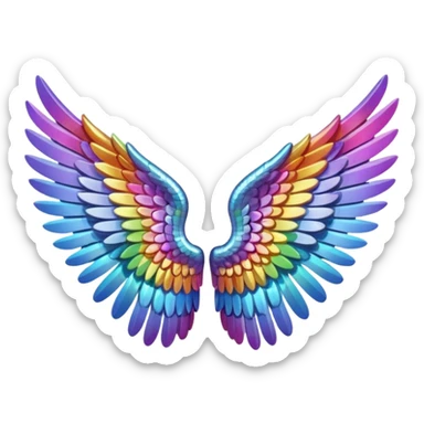 A 3d not too detailed aurora prismatic angel wing sticker