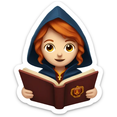 Redhead with deep BLUE eyes gryffindor reading a book sticker