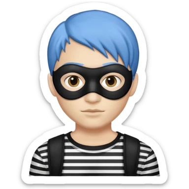 blue haired criminal with robber mask sticker