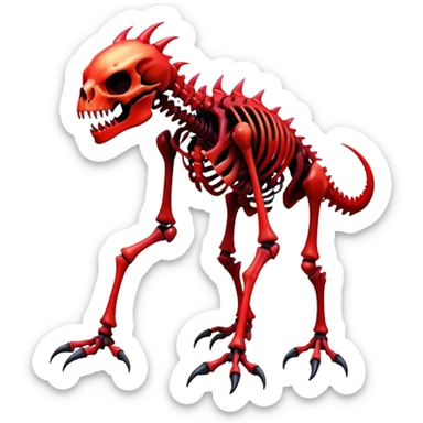 A black and red gradient epic shiny cool edgy skeletal animal-monster-creature, full body sticker