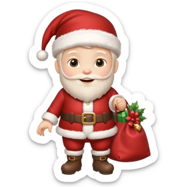 baby Santa Claus is carrying a bag of presents  sticker