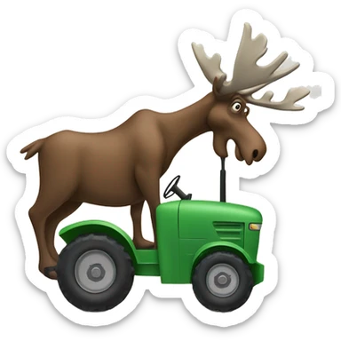 Cartoon moose driving in a tractor trailer sticker