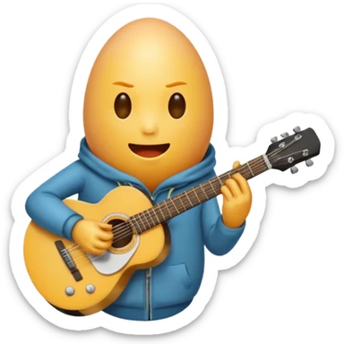 Faceless Egg playing a guitar sticker