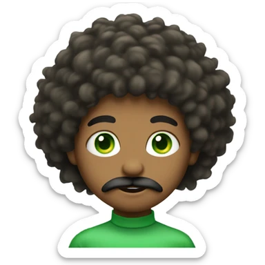 Green eyed boy with moustache and fluffy hair sticker