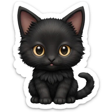 A photo-realistic digital illustration of a black kitten sticker