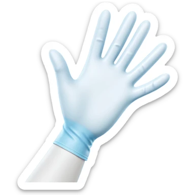 3D render of Latex Glove, forensic investigation aesthetic, sterile clinical lighting, cool blue undertones, sharp high-contrast details, professional clean look. sticker