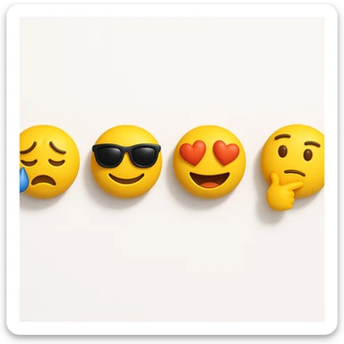 make four emojis on white background with good amount of shadow  sticker