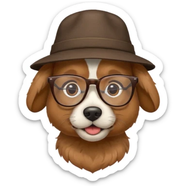 dog wearing a hat and glassess sticker