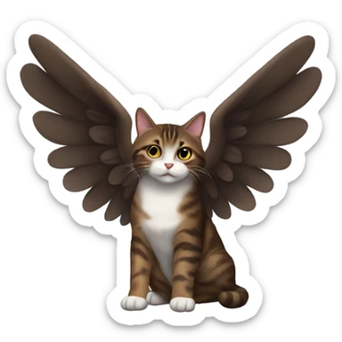 Dark brown tabby cat with angel wings  sticker