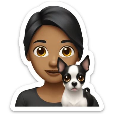Girl with black hair with a Chihuahua dog￼ sticker