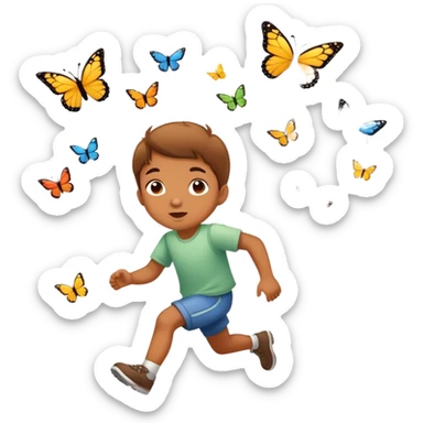 child chasing butterflies sticker