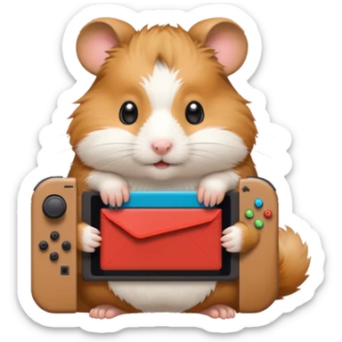 hamster playing Nintendo switch sticker