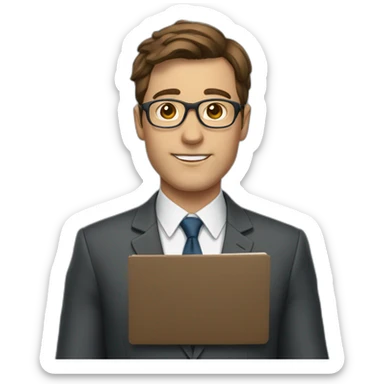 Teacher with brown hair wearing glasses and a suit and tie sticker