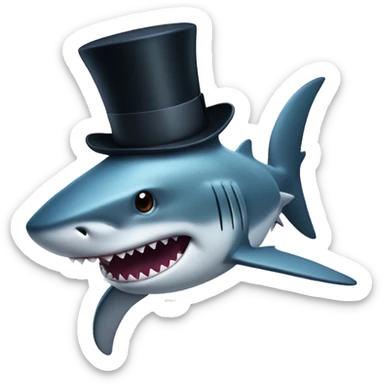 Shark with a top hat sticker