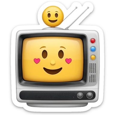White Tv with an globe with emojis sticker