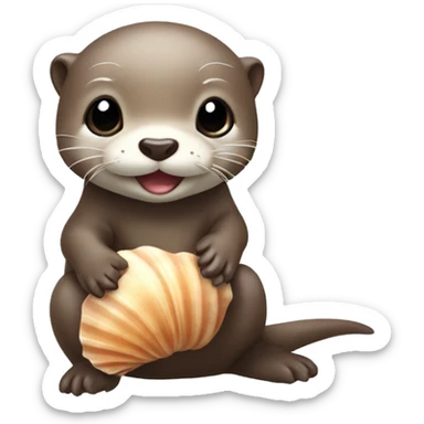 Baby otter with a seashell sticker