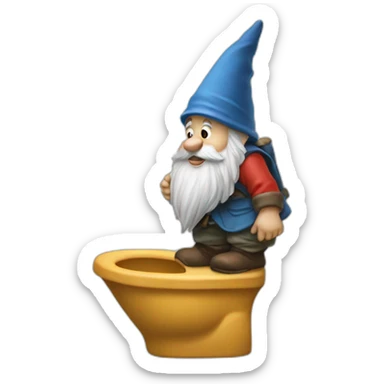 side view of gnome taking a dump sticker