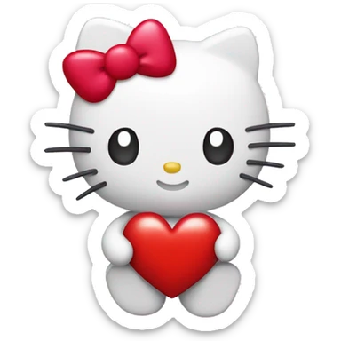 hello kitty with a heart sticker