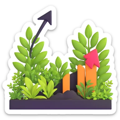 downward arrow surrounded by plants sticker