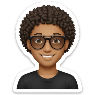 new york, cool young black guy with shades, curly hair, nice smile sticker