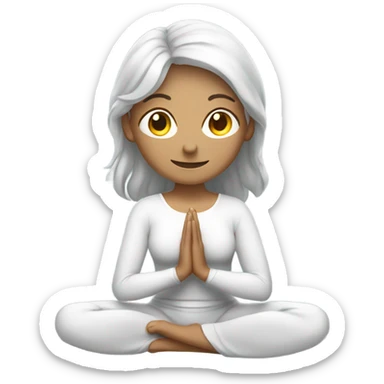 Caucasion women with silver hair doing yoga sticker