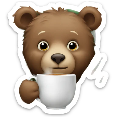 Cozy bear in a blanket drinking tea sticker