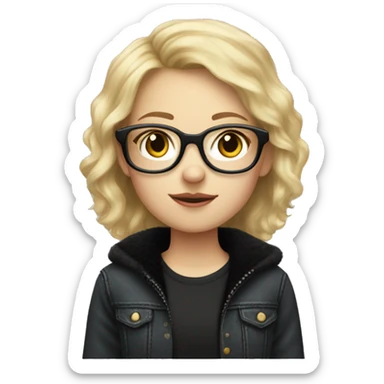 nerdy blonde haired girl who’s pale and had round glasses and ugly and pimply and wearing a black fuzzy jacket and jeans  sticker