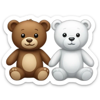 brown teddy bear and white teddy bear in love sticker