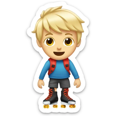 Blonde boy feet have inline skates sticker