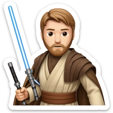 star wars master kenobi with lightsaber sticker