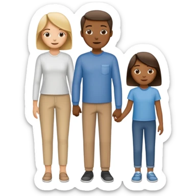 Mono line pencil-drawn stick figure mom, dad, son, and daughter created in child’s refrigerator artwork style  sticker