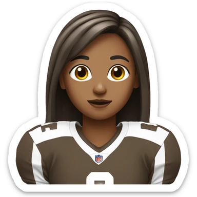 girl as a me, with Fringe brown-haired, long straight hair, hazel and slant eyes, and wearing football jersey sticker