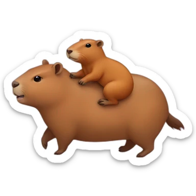little capybara riding on capybara sticker