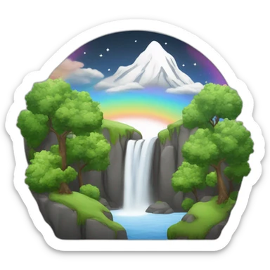 Montagne arc-en-ciel avec des arbres noir et blanc sticker