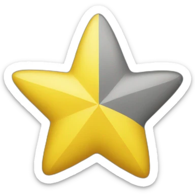 five-pointed star left half yellow and right half gray sticker